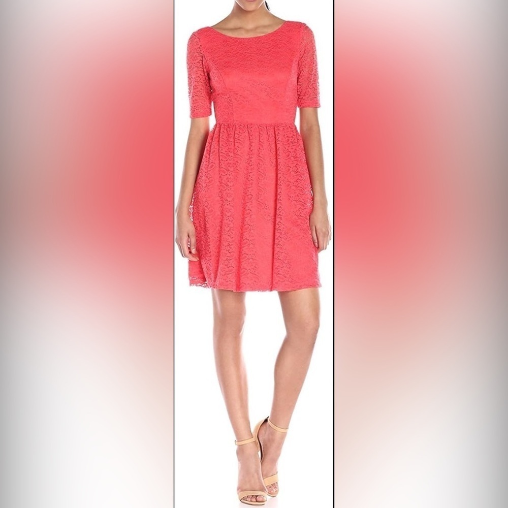 Jessica Simpson Orange Lace Princess Cut Dress Size 6